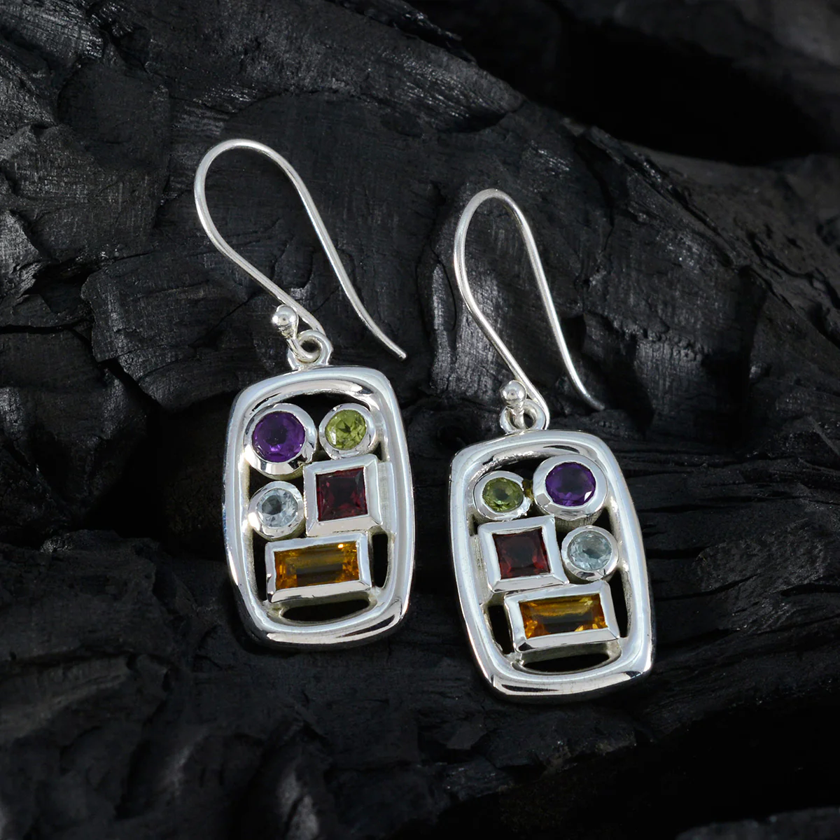 Multi Korean Florencia Penta Dangle multicolor 925 Sterling Silver Earring - Image 2