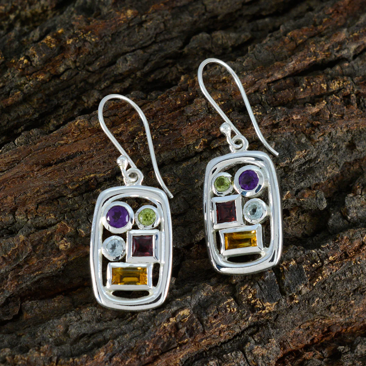 Multi Korean Florencia Penta Dangle multicolor 925 Sterling Silver Earring - Image 3