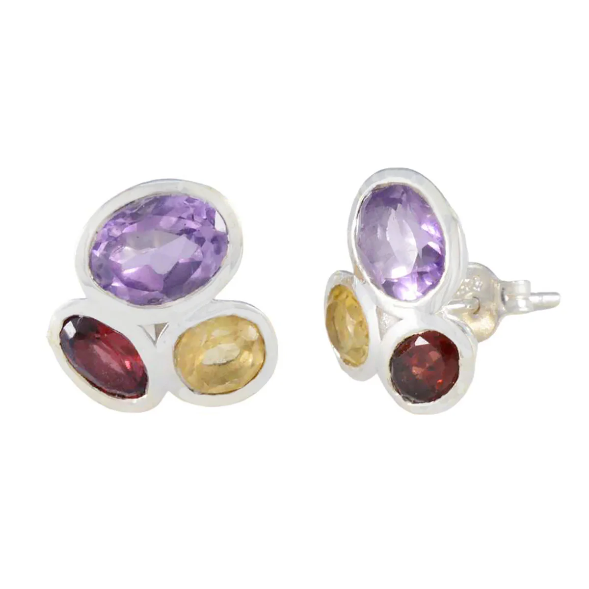 Multi Korean Olivia multiple Stud multicolor 92.5 Silver Earring - Image 2