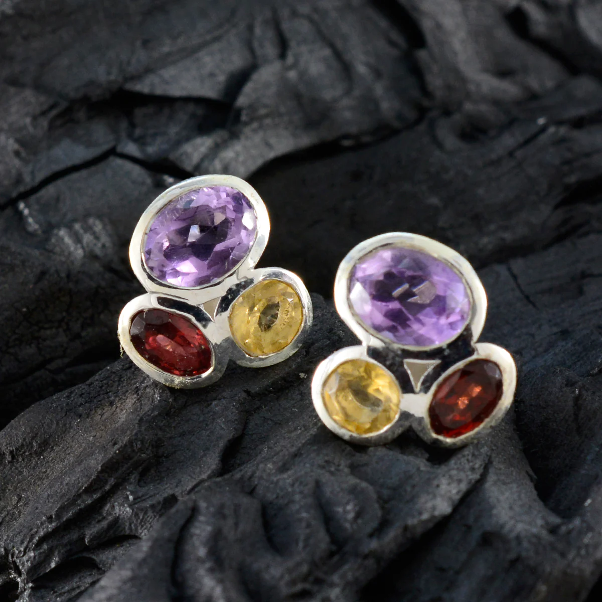 Multi Korean Olivia multiple Stud multicolor 92.5 Silver Earring - Image 4