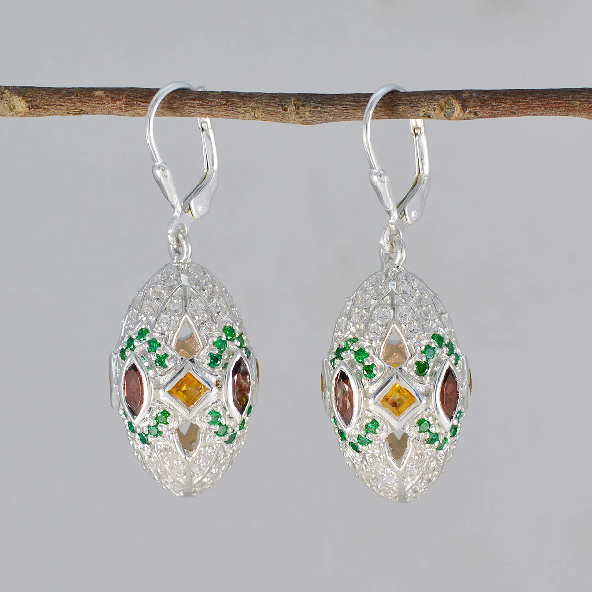 Multi Korean Yuna multiple Dangle multicolor 925 Sterling Silver Earring - Image 2