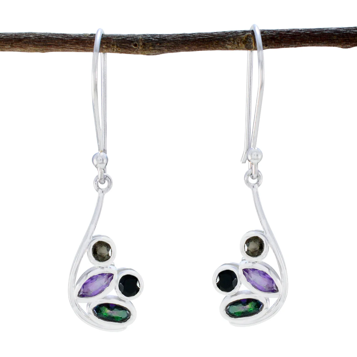 Multi Latin American Aisha quarter Dangle multicolor 92.5 Silver Earring