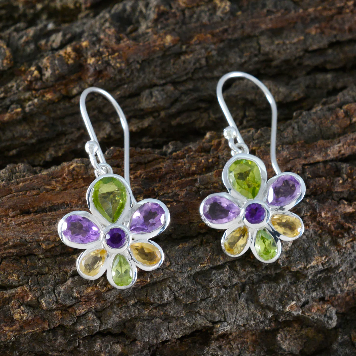 Multi Latin American Isadora multiple Dangle multicolor 925 Silver Earring - Image 3