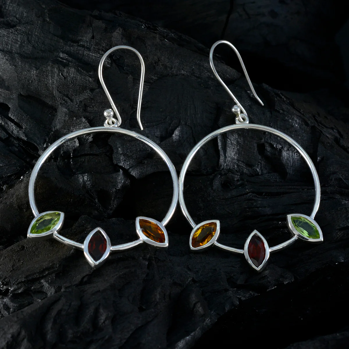 Multi Latin American Natalie Trilogy Dangle multicolor 925 Silver Earring - Image 2