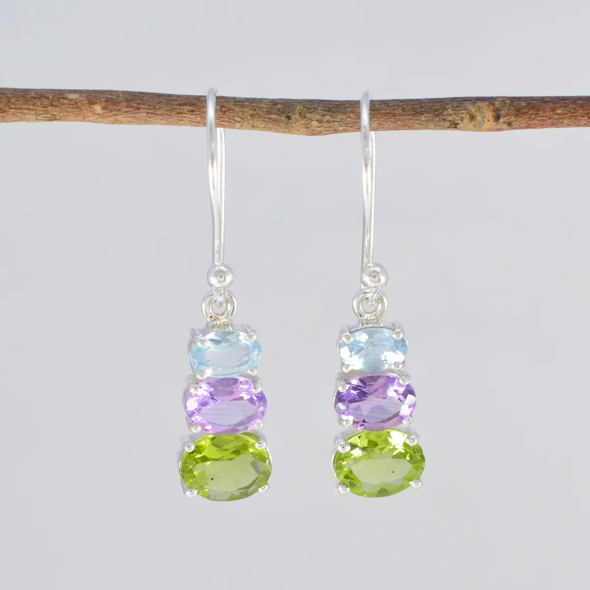 Multi Latin American Tereza multiple Dangle multicolor Silver Earring - Image 2