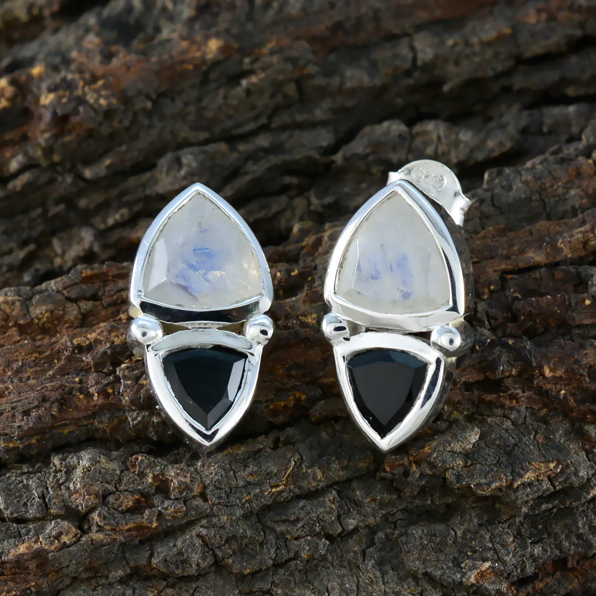 Multi Mexican Autumn Toi et Moi Stud multicolor 925 Silver Earring - Image 3