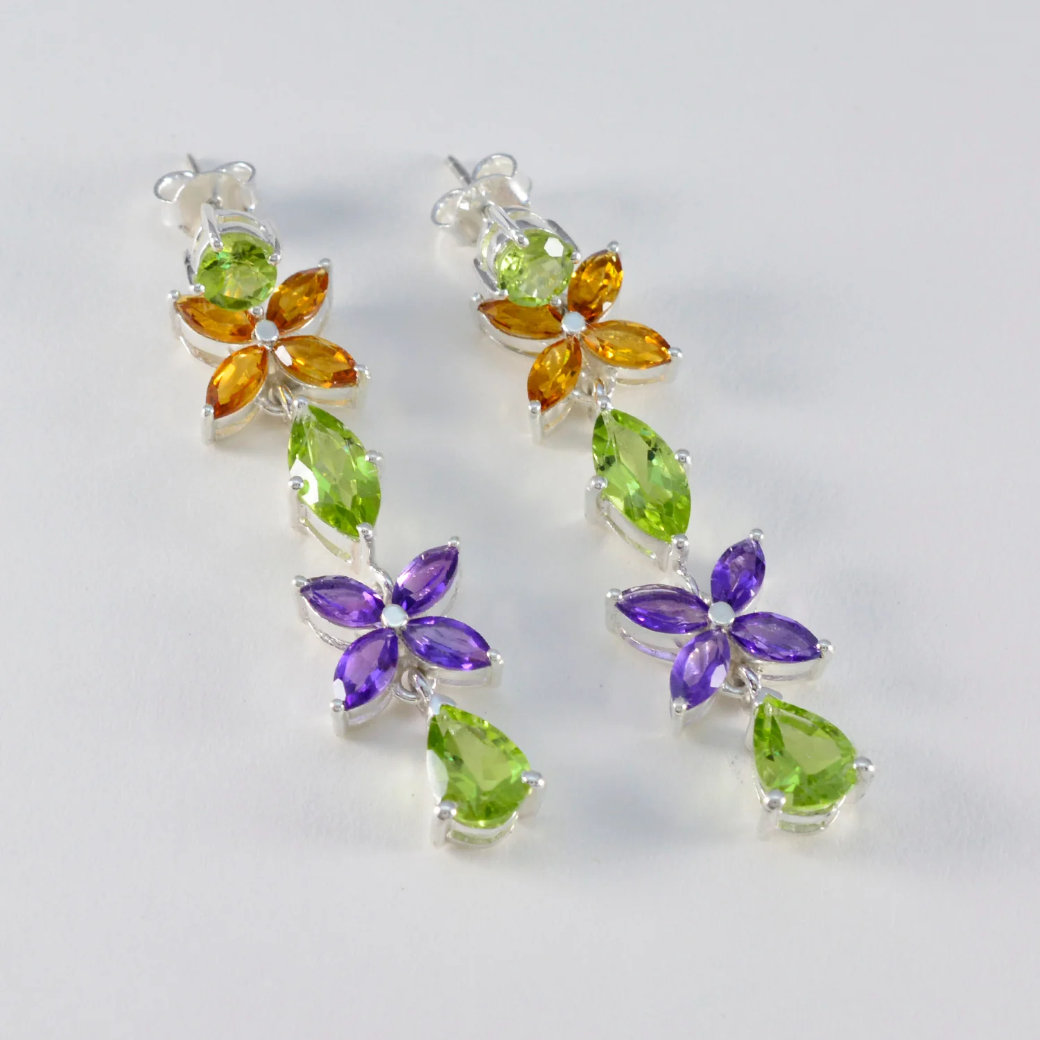 Multi Mexican Camilla multiple Stud multicolor 925 Silver Earring - Image 2