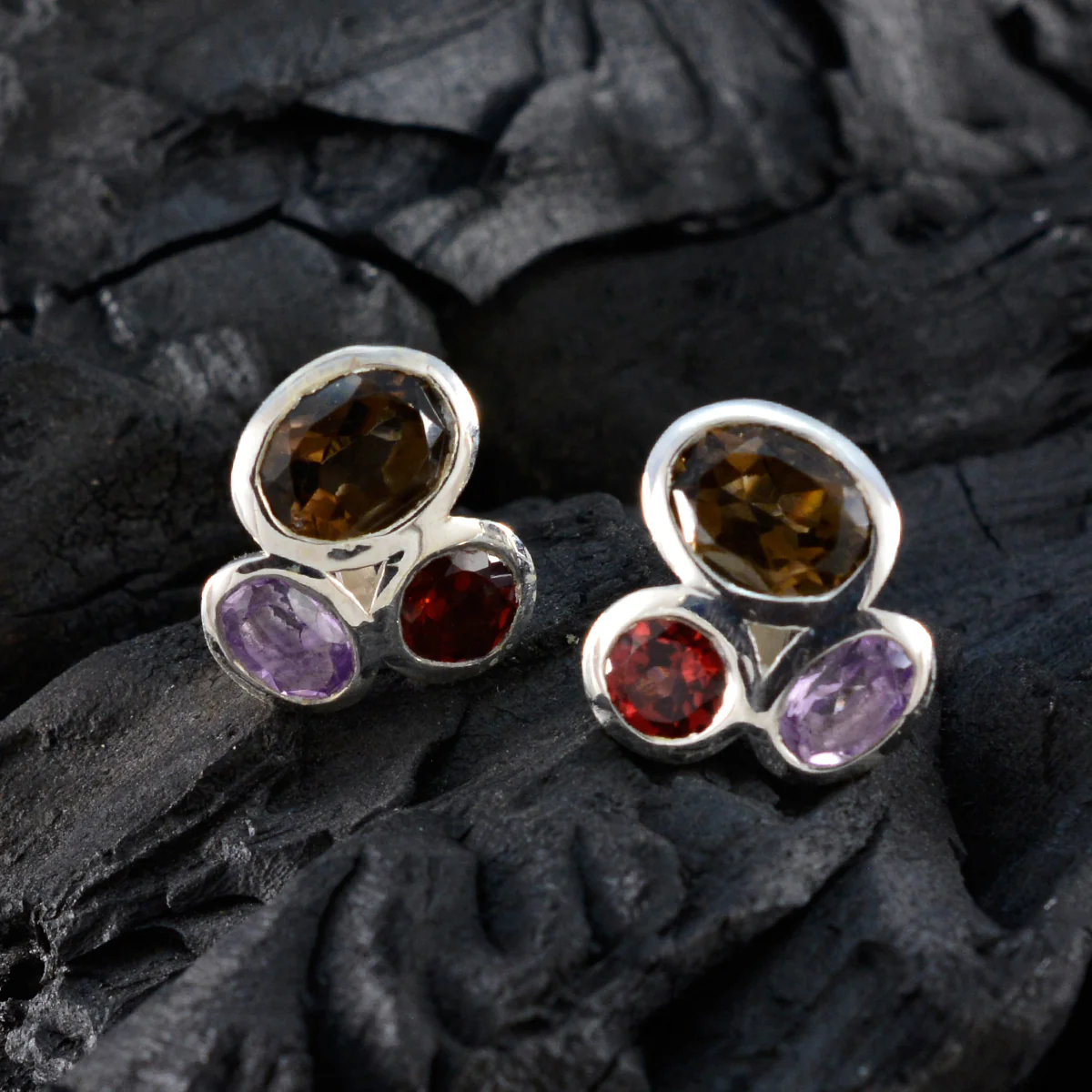 Multi Mexican Chen multiple Stud multicolor 92.5 Silver Earring - Image 4