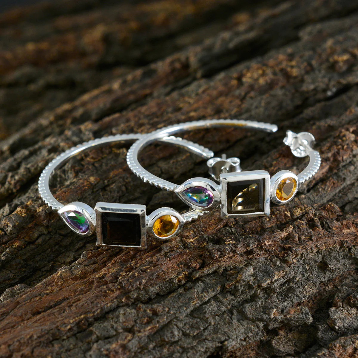 Multi Mexican Hana Trilogy Stud multicolor Sterling Silver Earring - Image 3