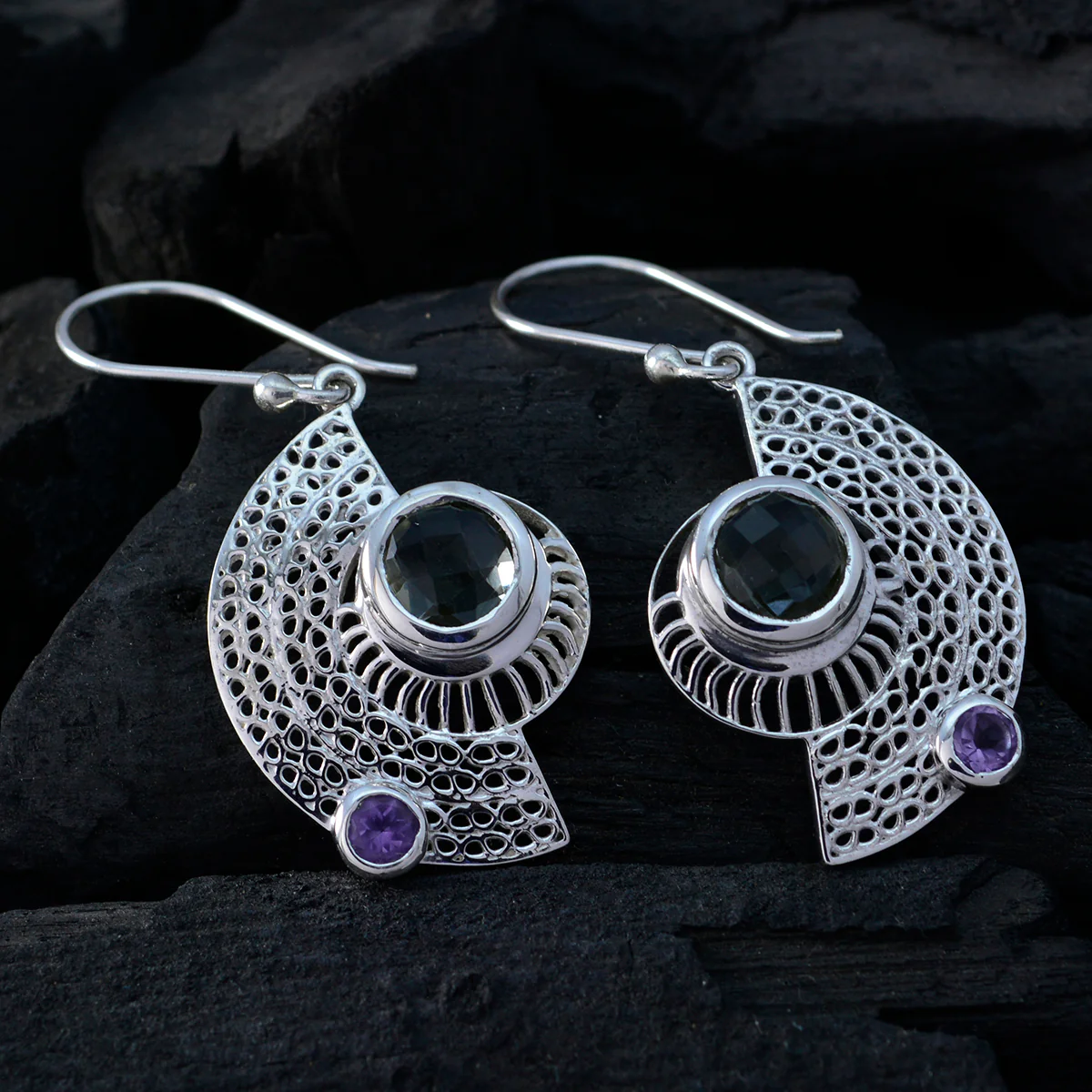 Multi Mexican Hanna multiple Dangle multicolor Silver Earring - Image 2
