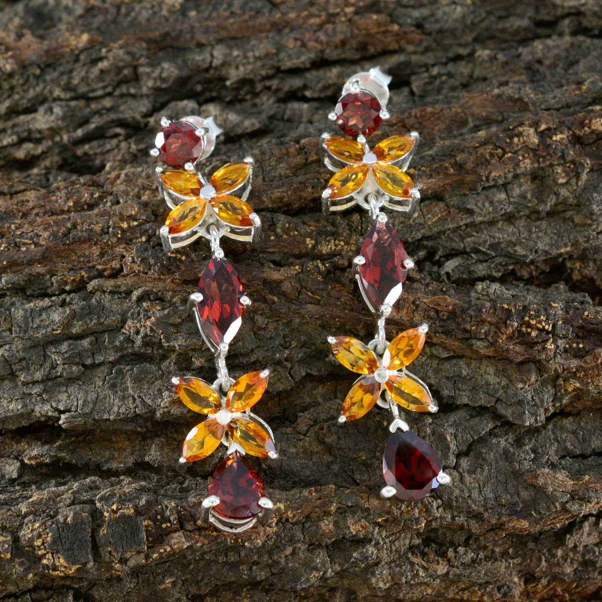 Multi Middle Eastern Camila multiple Stud multicolor Sterling Silver Earring - Image 3