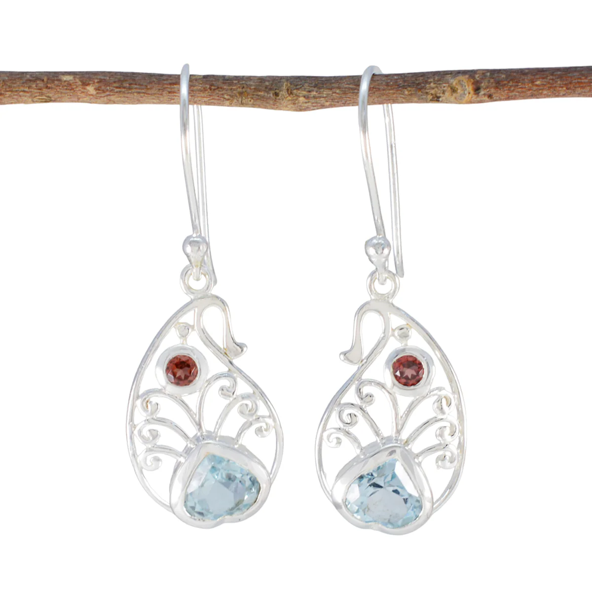Multi Middle Eastern Freya multiple Dangle multicolor Silver Earring