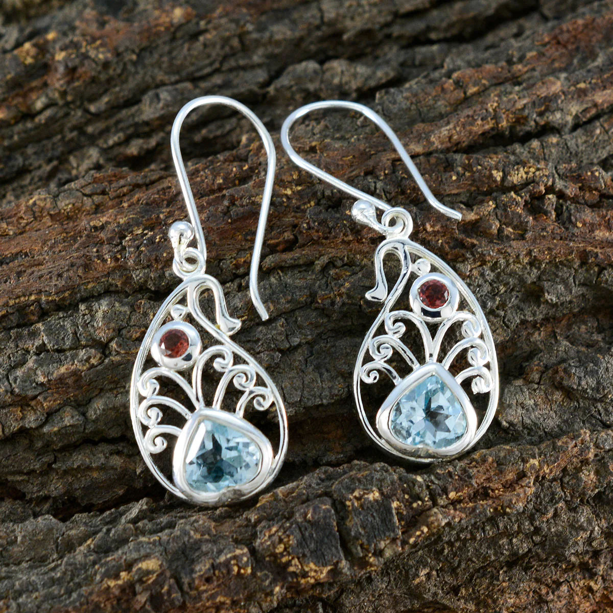 Multi Middle Eastern Freya multiple Dangle multicolor Silver Earring - Image 3