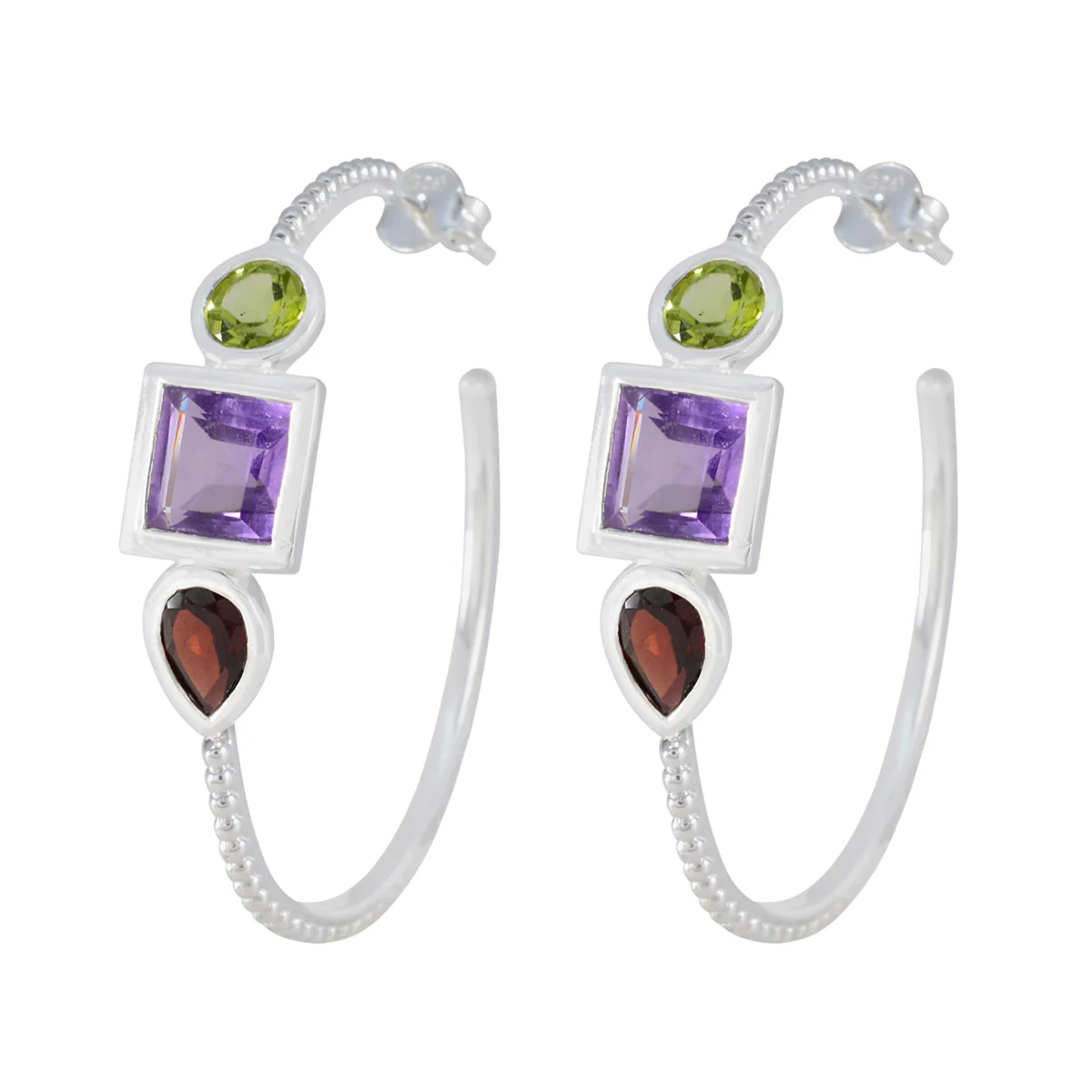 Multi Middle Eastern Ha-eun Trilogy Stud multicolor Silver Earring
