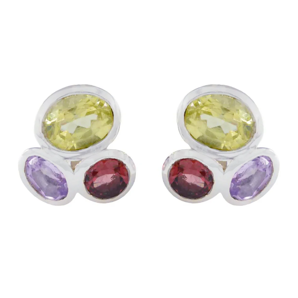 Multi Middle Eastern Isabel multiple Stud multicolor Silver Earring