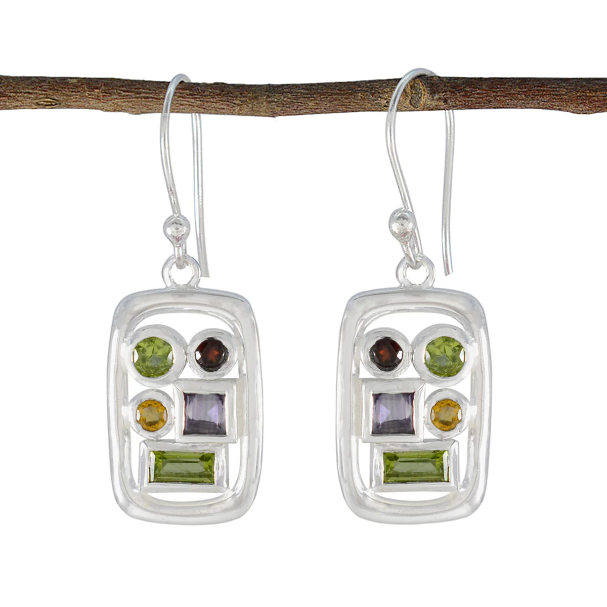 Multi Moroccan Dayana Penta Dangle multicolor Sterling Silver Earring