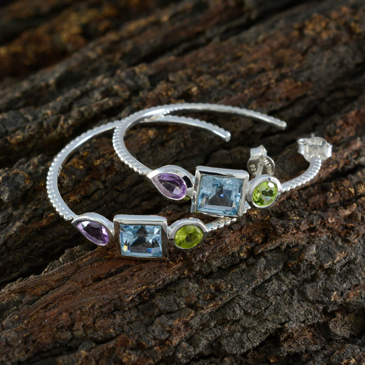 Multi Moroccan Li Lee Trilogy Stud multicolor 925 Sterling Silver Earring - Image 3