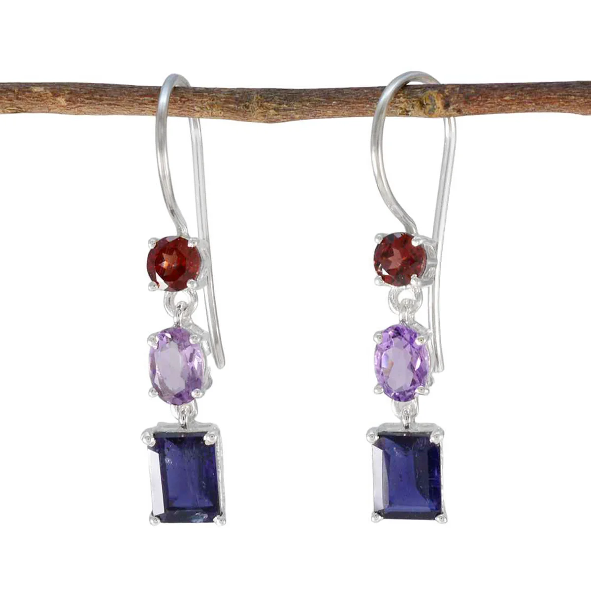 Multi Moroccan Valentina Trilogy Dangle multicolor 925 Sterling Silver Earring