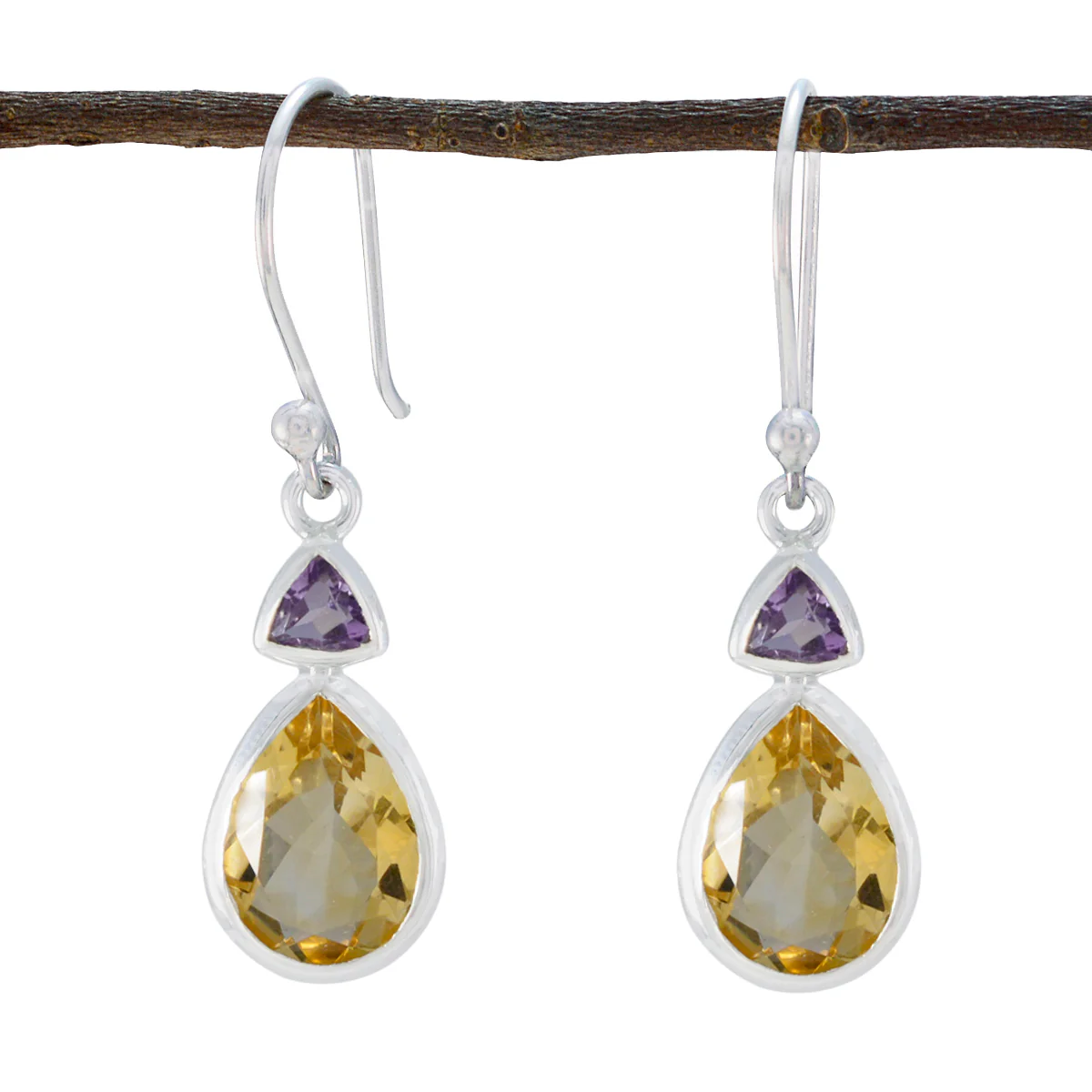 Multi Russian Carla Toi et Moi Dangle multicolor Silver Earring