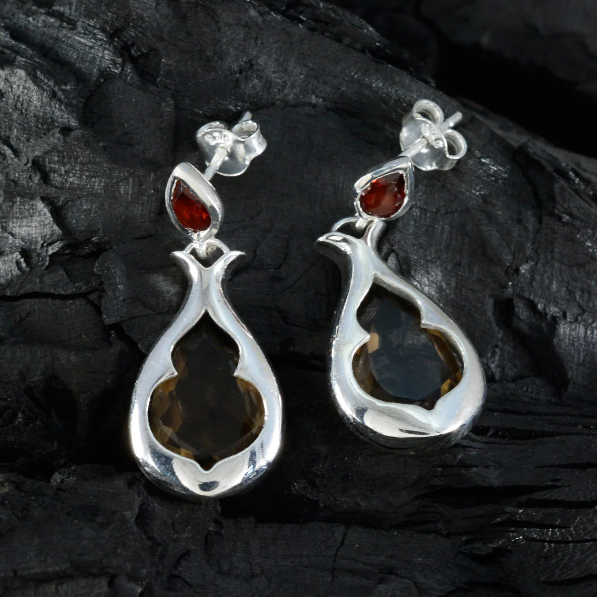 Multi Russian Hazel Toi et Moi Stud multicolor 92.5 Silver Earring - Image 2