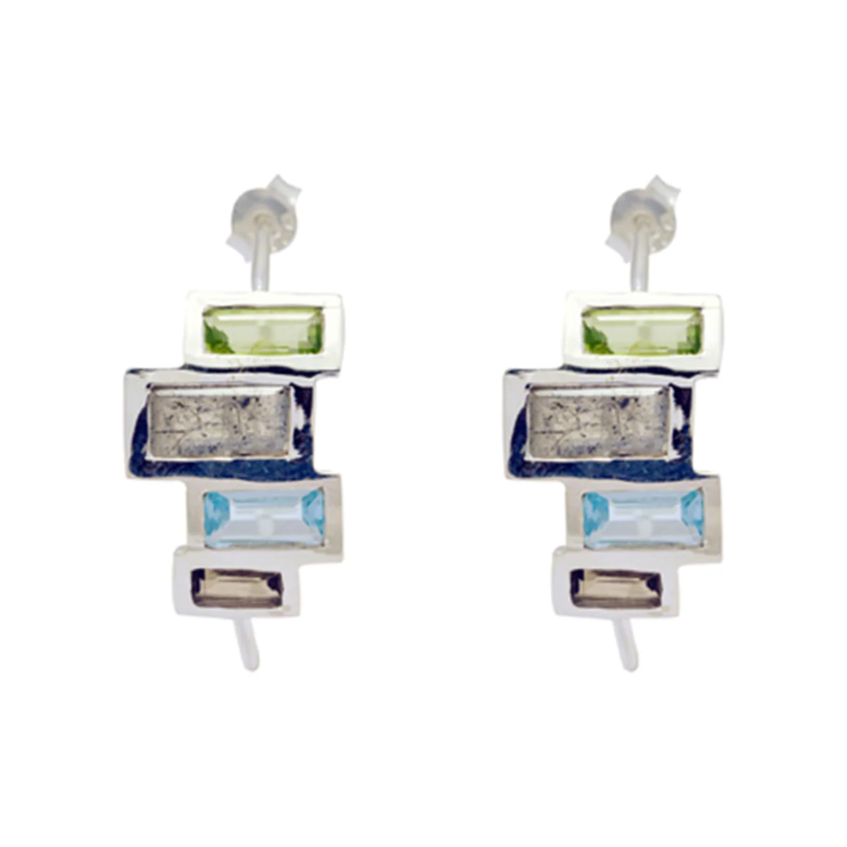 Multi Russian Natalie multiple Stud multicolor 925 Silver Earring