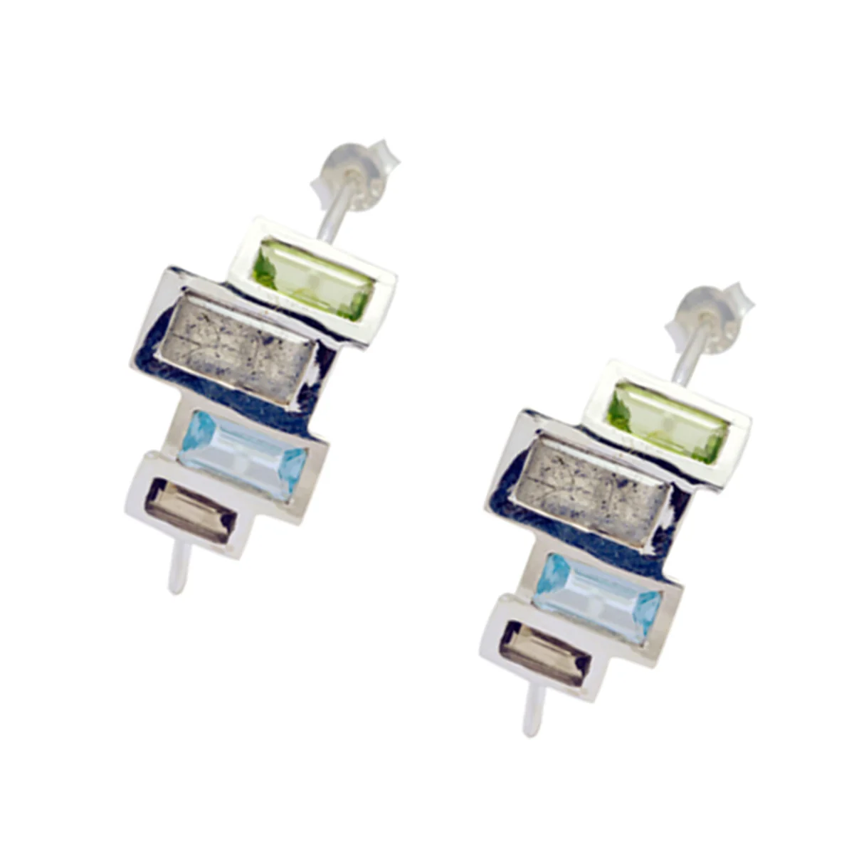 Multi Russian Natalie multiple Stud multicolor 925 Silver Earring - Image 2