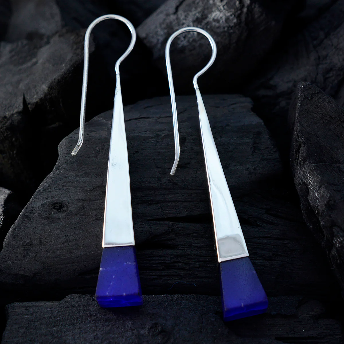 Multi Russian Penelope Solitaire Dangle multicolor Silver Earring - Image 2