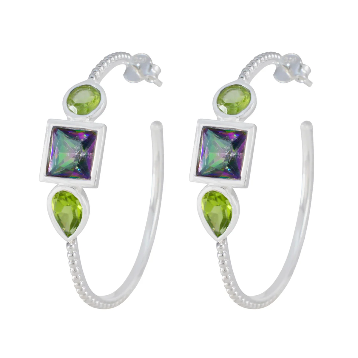 Multi Russian Yasmine Trilogy Stud multicolor 925 Silver Earring