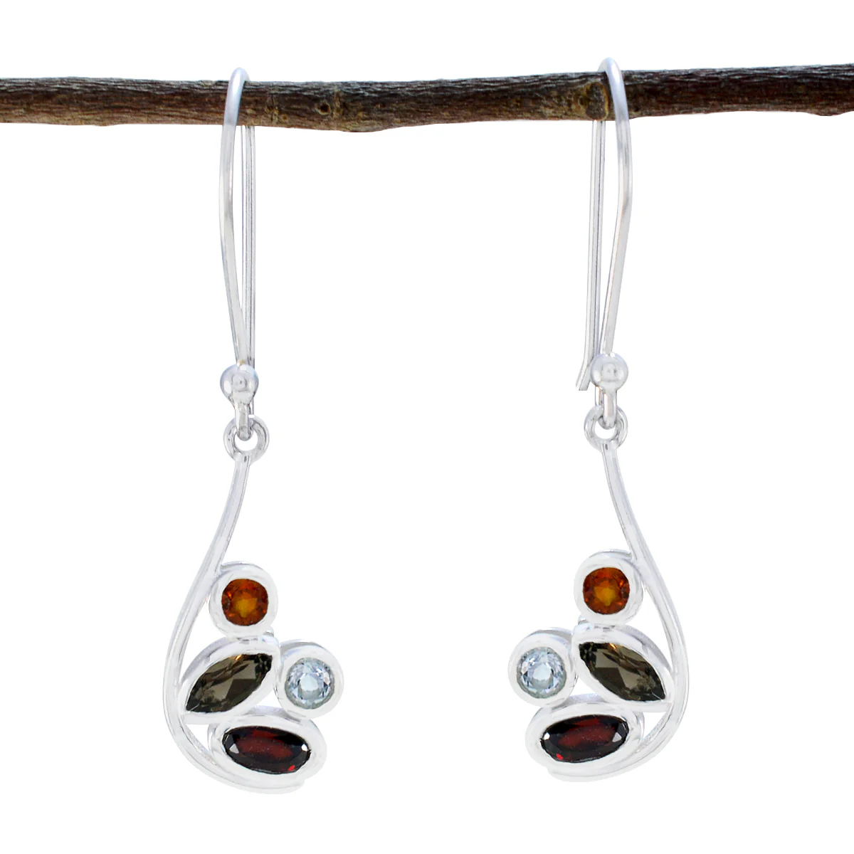 Multi Spanish Agnes quarter Dangle multicolor 925 Silver Earring