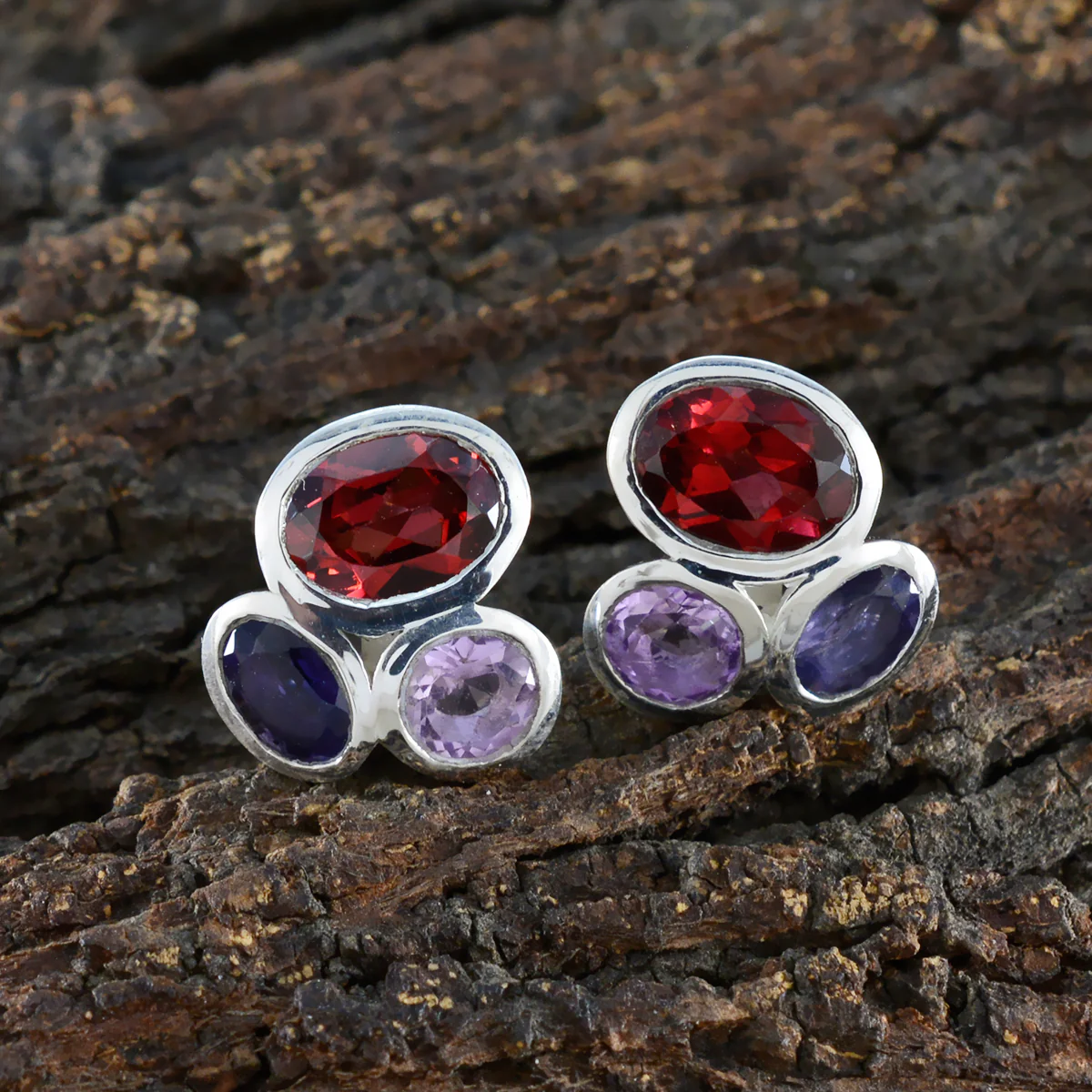 Multi Spanish Antonia multiple Stud multicolor 925 Silver Earring - Image 3