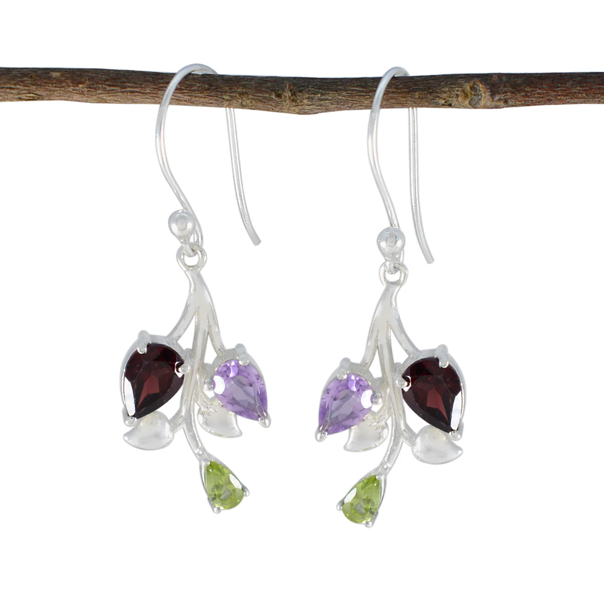 Multi Spanish Carla Trilogy Dangle multicolor Silver Earring