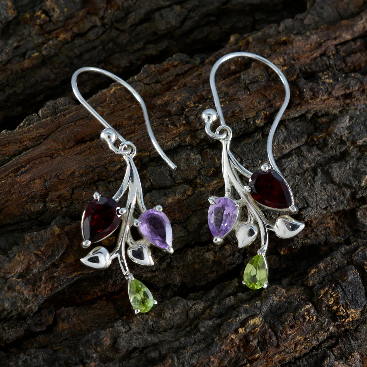 Multi Spanish Carla Trilogy Dangle multicolor Silver Earring - Image 3