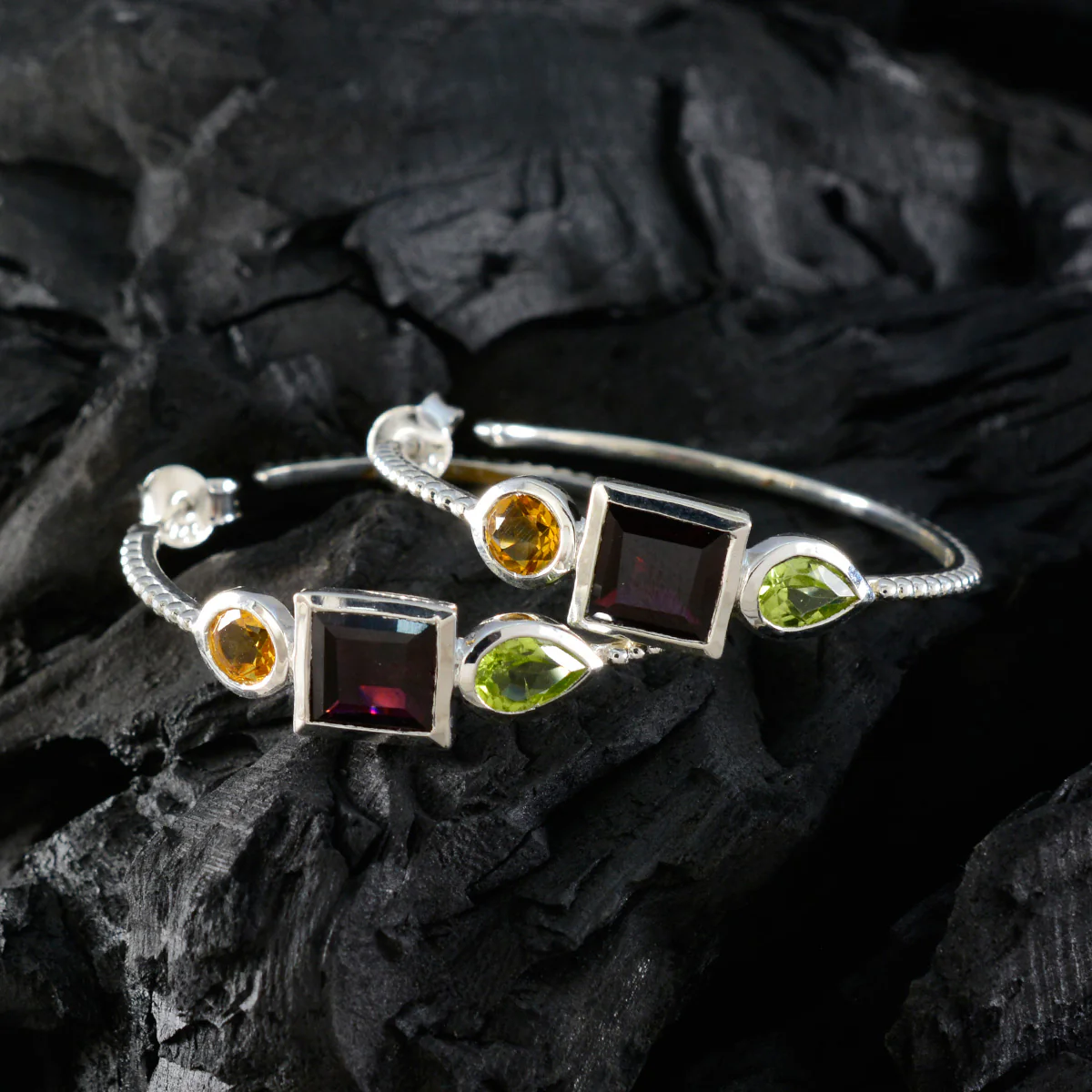 Multi Spanish Hina Trilogy Stud multicolor 92.5 Silver Earring - Image 2