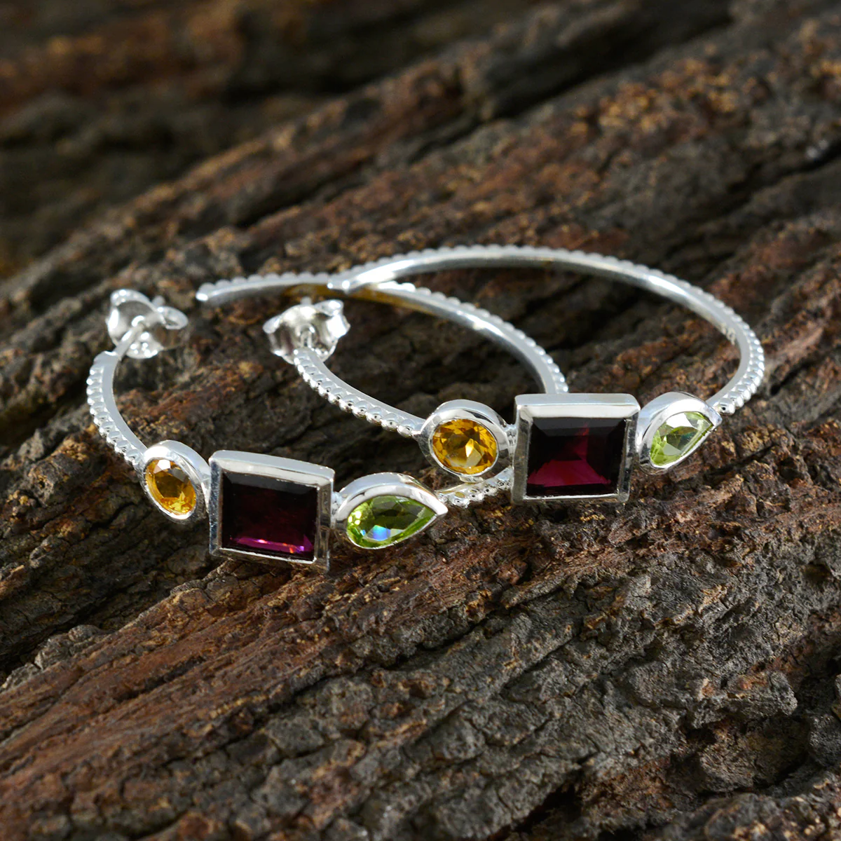Multi Spanish Hina Trilogy Stud multicolor 92.5 Silver Earring - Image 3