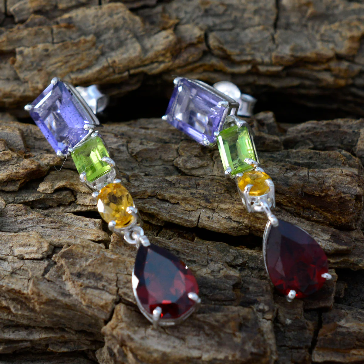 Multi Spanish Marie multiple Dangle multicolor Sterling Silver Earring - Image 3