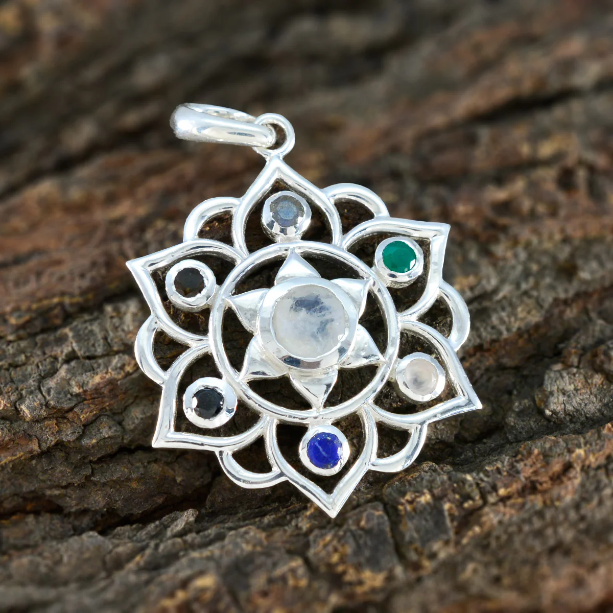 Multi Stone Classic American Silver Hepta Yasmin Rope-Wire multicolor Pendant Jewelry - Image 3