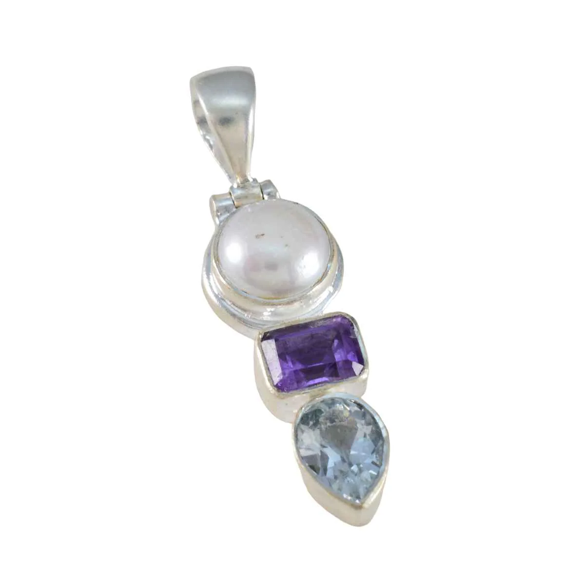 Multi Stone Classic American Sterling Silver Trilogy Isabel Feminine multicolor Pendant Jewellery - Image 3