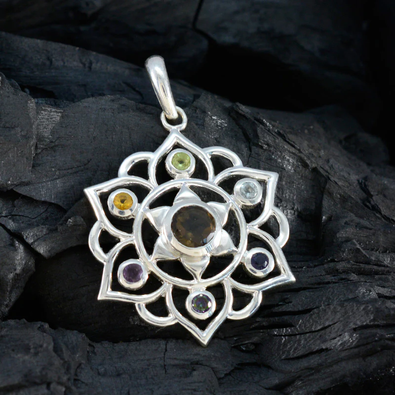Multi Stone Classic Mexican 925 Silver Hepta Sophia Rope-Wire multicolor Pendant Jewelry - Image 4
