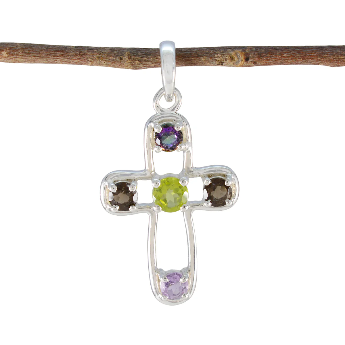 Multi Stone Dainty American 92.5 Silver quarter Camilla Bubble multicolor Pendant Jewellery