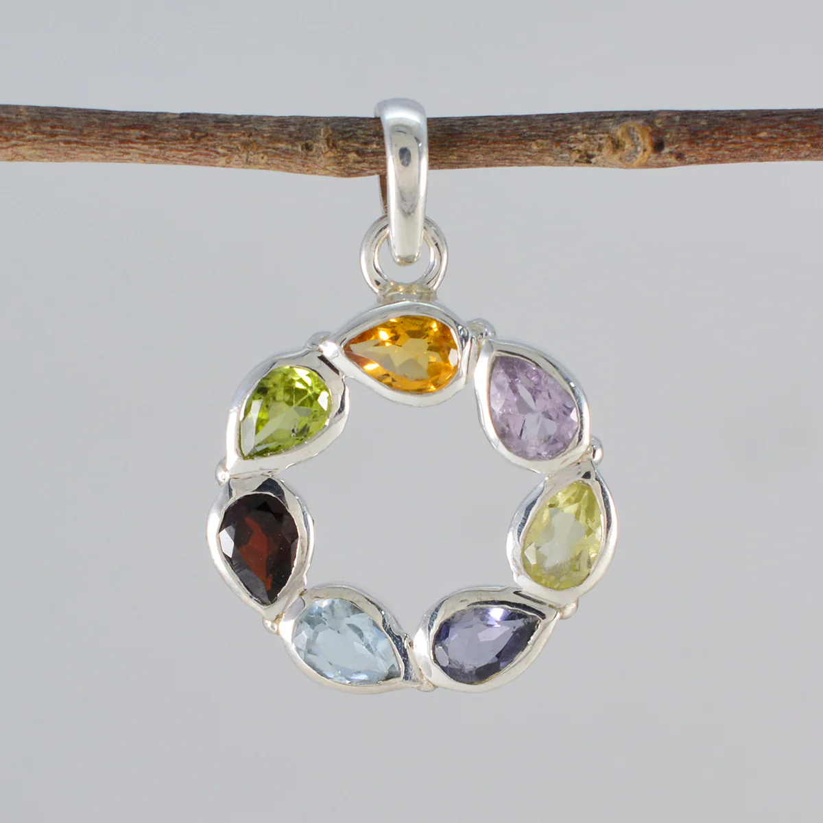 Multi Stone Dainty American Silver Hepta Katharina Feminine multicolor Pendant Jewelry - Image 2