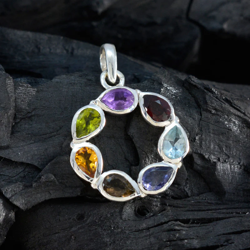 Multi Stone Dainty Egyptian 925 Silver Hepta Julia valentine multicolor Pendant Jewelry - Image 4