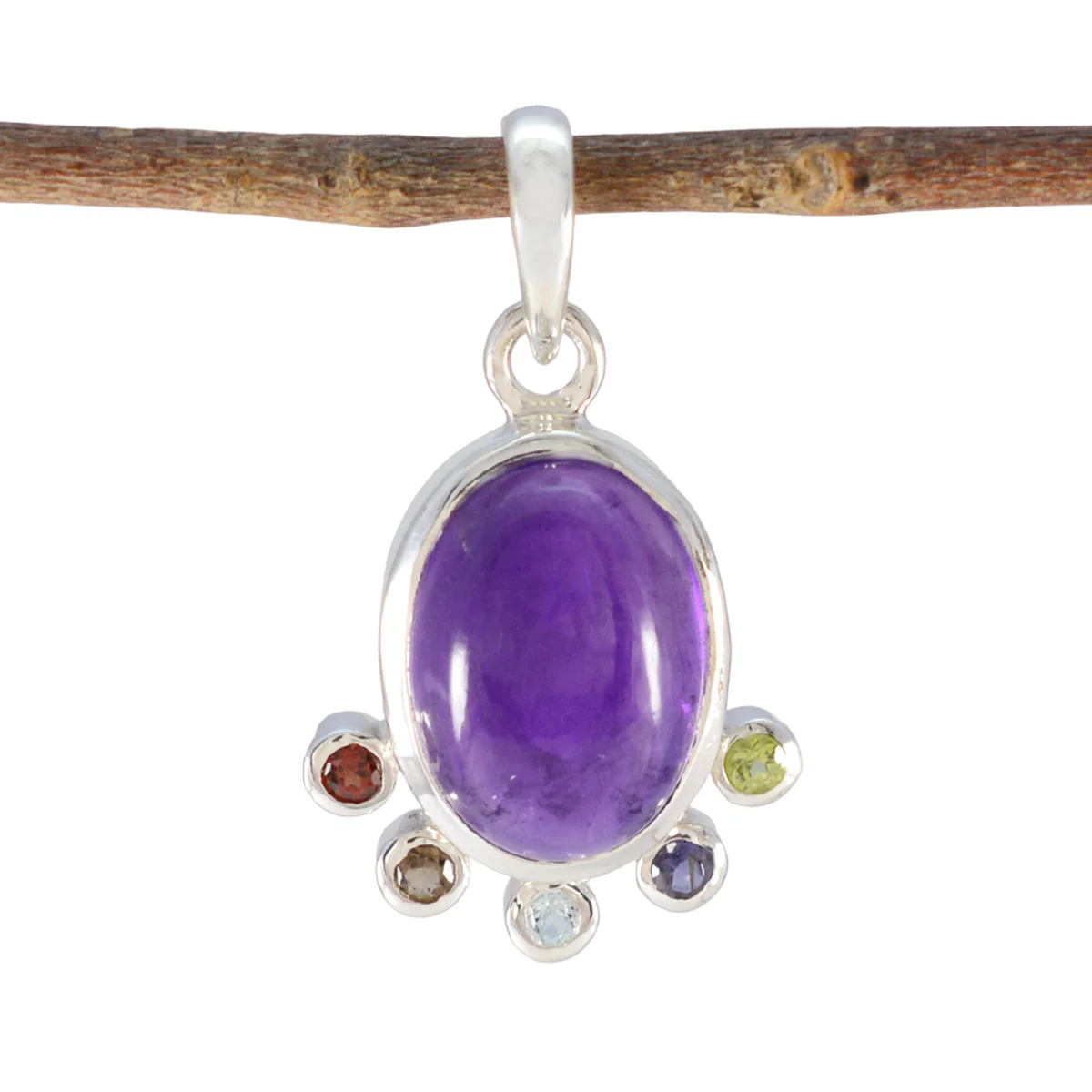 Multi Stone Delicate Mexican 92.5 Silver Hexa Freya Fairytale multicolor Pendant Jewellery