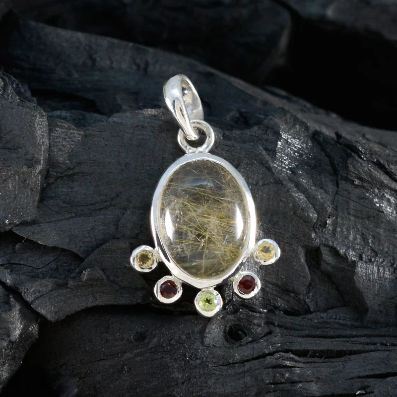 Multi Stone Delicate Turkish Sterling Silver Hexa Eva Feminine multicolor Pendant Jewellery - Image 4
