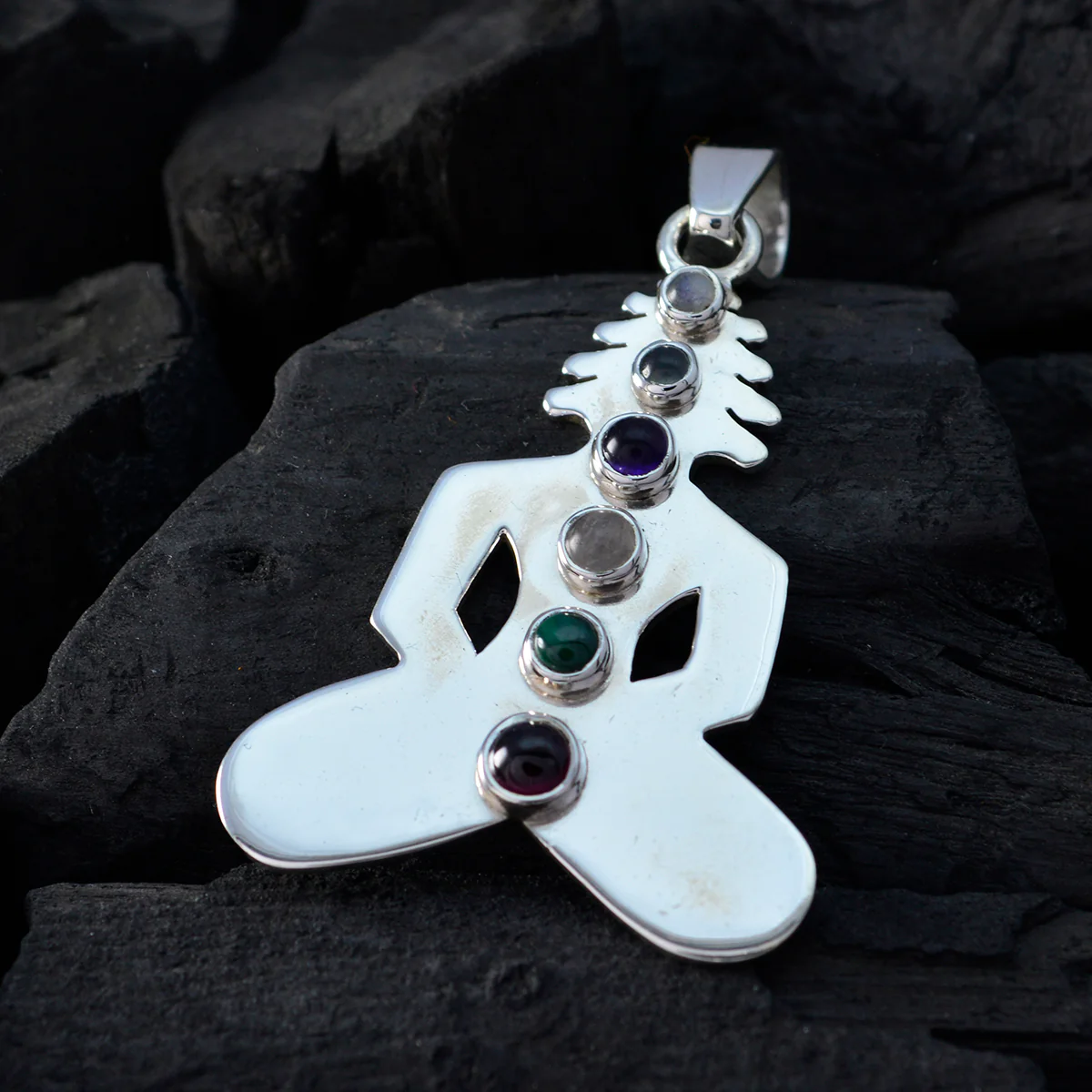 Multi Stone Essential Turkish 92.5 Silver Solitaire Isadora Fairytale multicolor Pendant Jewellery - Image 3