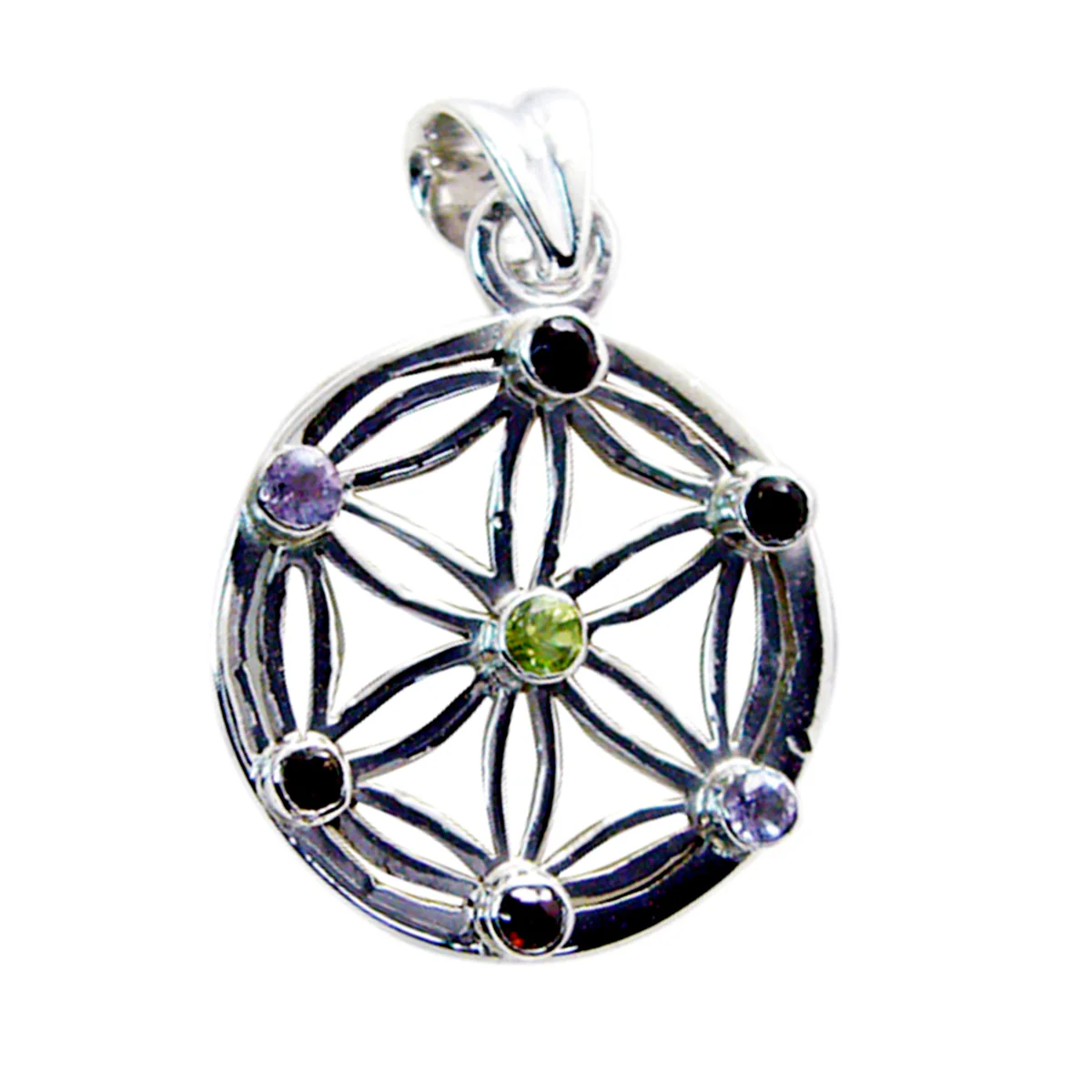 Multi Stone Featherlight Spanish 92.5 Silver multiple Mathilde Victorian multicolor Pendant Jewellery - Image 3