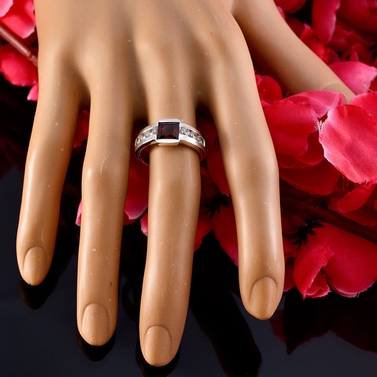 Multi Stone Halo Russian Sterling Silver multicolor Gemstone Eye-catching Trendy Ring Jewelry - Image 5