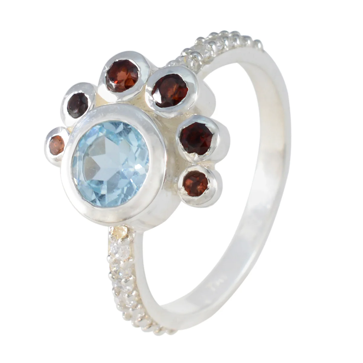 Multi Stone Hepta Japanese 925 Sterling Silver multicolor Gems Whisper-thin Fairytale Ring Jewelry - Image 2