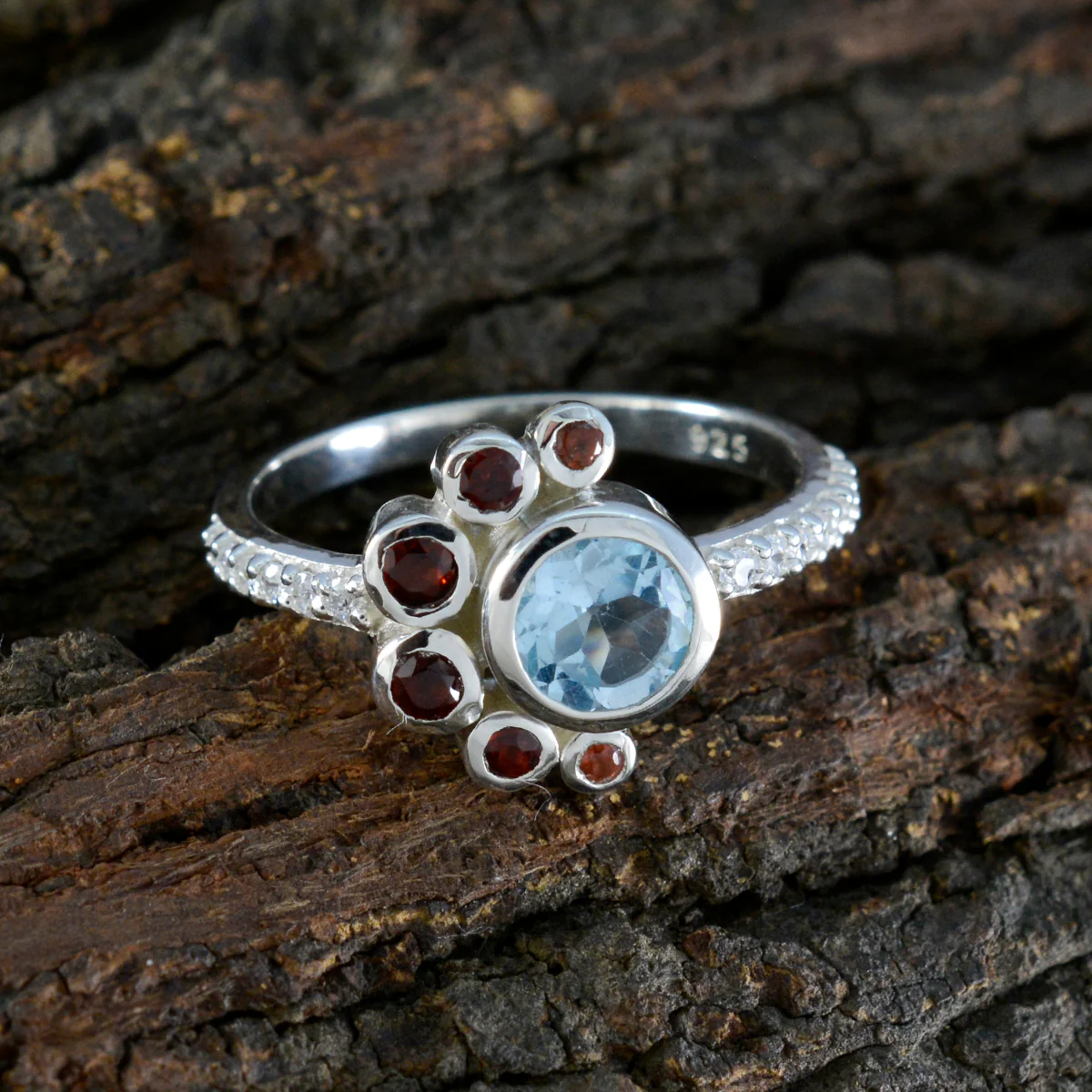 Multi Stone Hepta Japanese 925 Sterling Silver multicolor Gems Whisper-thin Fairytale Ring Jewelry - Image 3