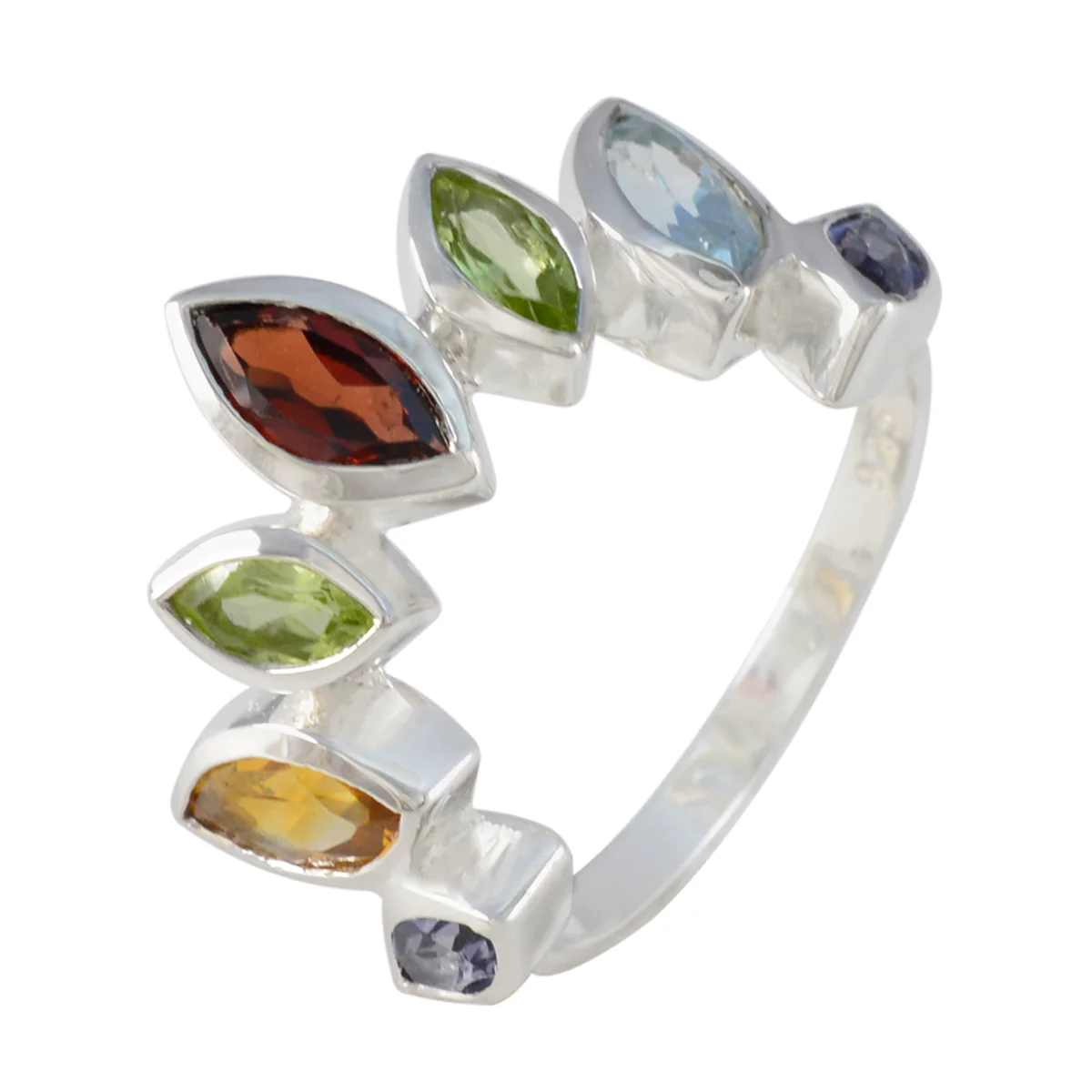 Multi Stone multiple African Sterling Silver multicolor Gemstone Featherlight crown Ring Jewelry - Image 3