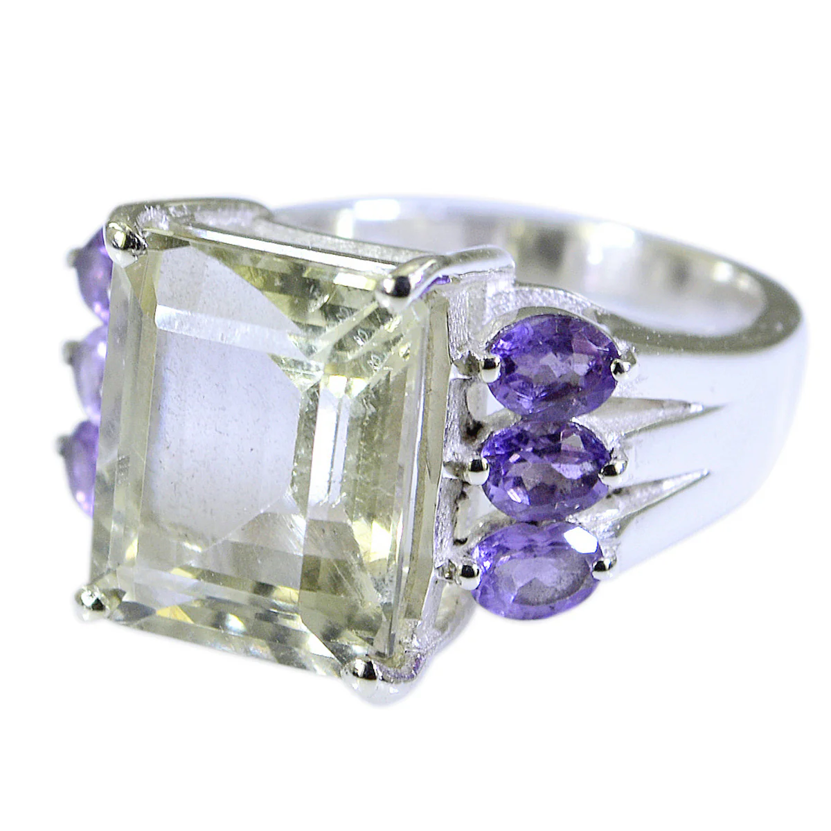 Multi Stone multiple French Sterling Silver multicolor Gems Essential Cocktail Ring Jewelry - Image 2